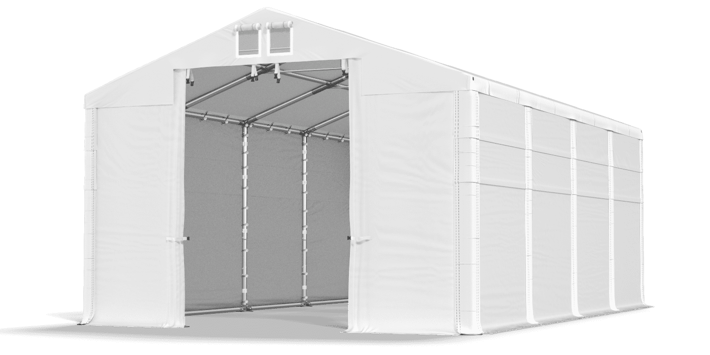 Skladovací stan (oceľ + pvc) 8x8x3,5m